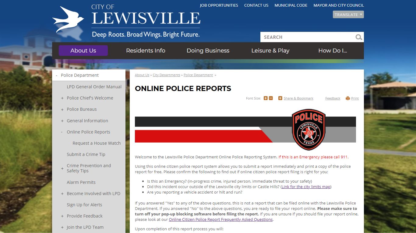 Online Police Reports | City of Lewisville, TX